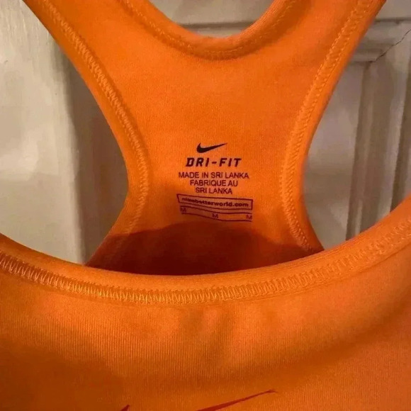 Nike Dri fit sports bra racer back orange with red trim size medium - Picture 2 of 6